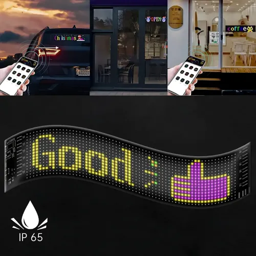 Гибкий светодиодный дисплей ART-0569, RGB, Bluetooth, IP65, управление пультом и телефоном, 133×19.2 см - фото 16