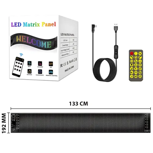 Гибкий светодиодный дисплей ART-0569, RGB, Bluetooth, IP65, управление пультом и телефоном, 133×19.2 см - фото 18