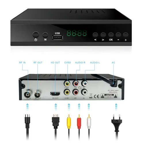 Цифровая приставка YASIN T8000 (DVB-T2) разъем под wi-fi, LED-дисплей, поддержка Dolby Digital, металлическая - фото 4