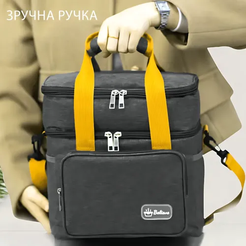 Сумка-холодильник TMBOX-01 — термосумка 15 л, термоизоляция, для еды, напитков, доставки, 26×25×18 см, черный - фото 8