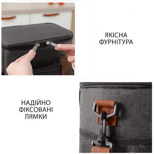 Сумка-холодильник TMBOX-01 — термосумка 15 л, термоизоляция, для еды, напитков, доставки, 26×25×18 см, черный - фото 14
