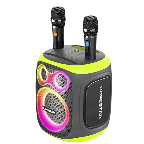 Бездротова Bluetooth-колонка Hopestar Party 130, 120 Вт, 22000 мА·год, 2 мікрофони, караоке, TWS, LED, IPX5 Сірий - фото 2