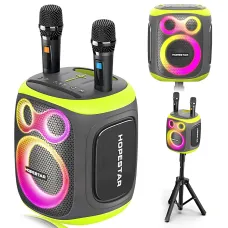 Бездротова Bluetooth-колонка Hopestar Party 130, 120 Вт, 22000 мА·год, 2 мікрофони, караоке, TWS, LED, IPX5 Сірий