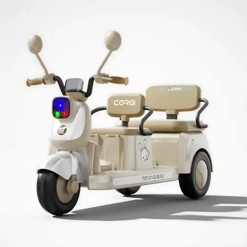 Детский электроскутер CORGI RideTwin 3-х колёсный, двухместный, с АКБ 6V 7AH, светом и музыкой, до 30 кг - фото 2