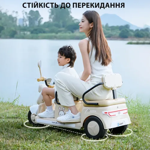 Детский электроскутер CORGI RideTwin 3-х колёсный, двухместный, с АКБ 6V 7AH, светом и музыкой, до 30 кг - фото 14