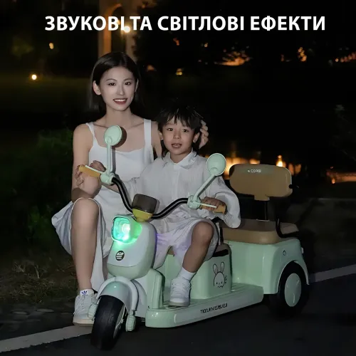 Детский электроскутер CORGI RideTwin 3-х колёсный, двухместный, с АКБ 6V 7AH, светом и музыкой, до 30 кг - фото 16