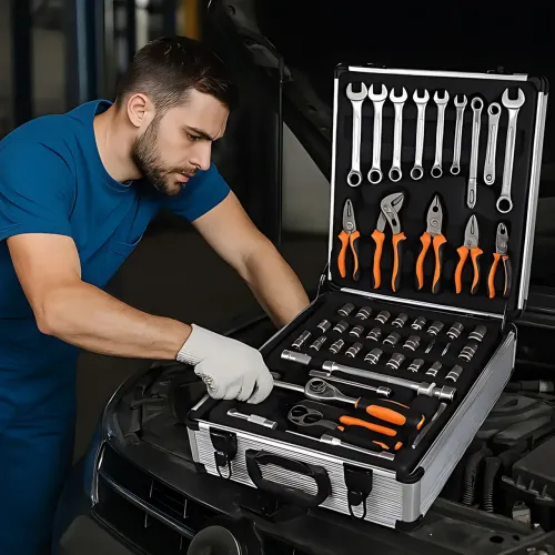 Профессиональный набор инструментов Tool Set 235 в алюминиевом чемодане на колесах, хром-ванадиевая сталь - фото 18
