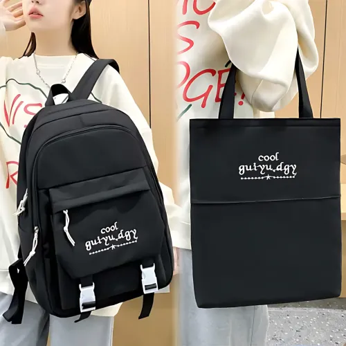 Школьный рюкзак в наборе 4в1 MFG-5505 Cool Guiyu.dgy: рюкзак, шоппер, пенал, клатч, чёрный - фото 6