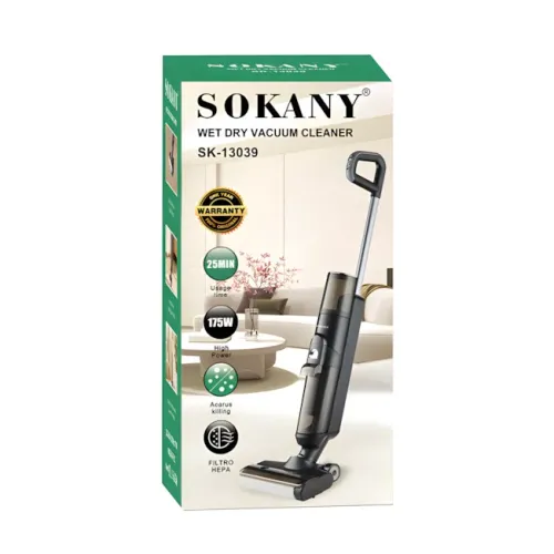 Пылесос SOKANY SK-13039, аккумуляторный вертикальный для сухой и влажной уборки, 175 Вт, HEPA-фильтр, черный - фото 16