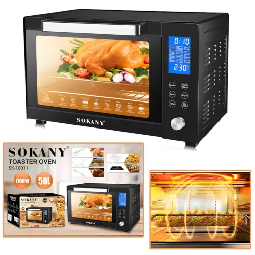 Электрическая настольная духовка Sokany SK-10011, 50 л, 1700 Вт, с грилем, конвекцией, вертелом и таймером