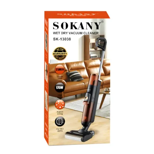 Вертикальный пылесос SOKANY SK-13038 175 Вт, электро швабра с сухой и влажной уборкой, HEPA-фильтр - фото 14