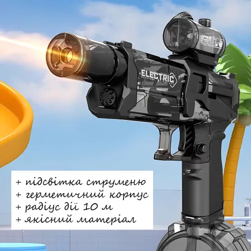 Электрический водяной бластер 666-8  с LED-подсветкой, аккумулятором и большим баком 300 мл, дальность 10 м - фото 4