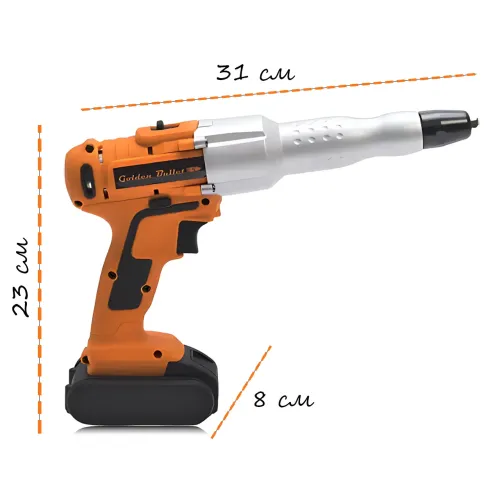 Аккумуляторный заклепочник Golden Bullet BY8506, 18V, 2000 mAh, 5 мм, 2 скорости, в кейсе - фото 12