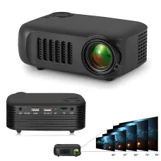 Портативний мініпроєктор A2000 BLACK, компактний LED-проєктор 1000 Лм, до 100, підтримка 1080P, з пультом