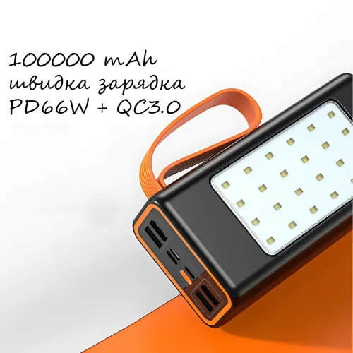 Hoco JA88A Power Bank 100000mAh, павербанк с быстрой зарядкой PD66W+QC3.0, фонариком и 4 USB-портами - фото 6
