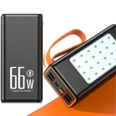 Hoco JA88A Power Bank 100000mAh, павербанк с быстрой зарядкой PD66W+QC3.0, фонариком и 4 USB-портами