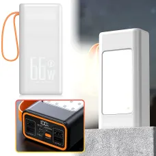 Hoco JA88A Power Bank 100000mAh, павербанк с быстрой зарядкой PD66W+QC3.0, фонариком и 4 USB-портами Белый