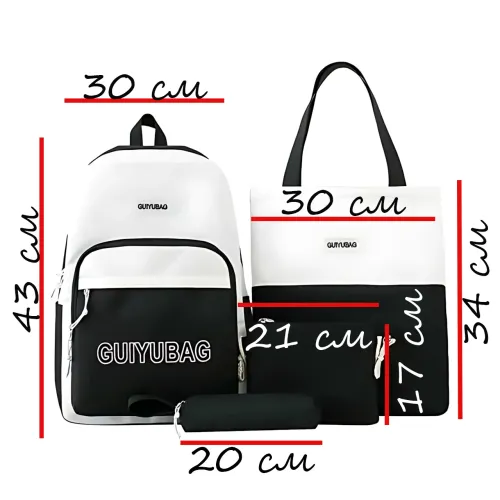 Набор 4 в 1 школьный рюкзак GUIYUBAG MFG-2-613, рюкзак + сумка + клатч + пенал Красный - фото 9