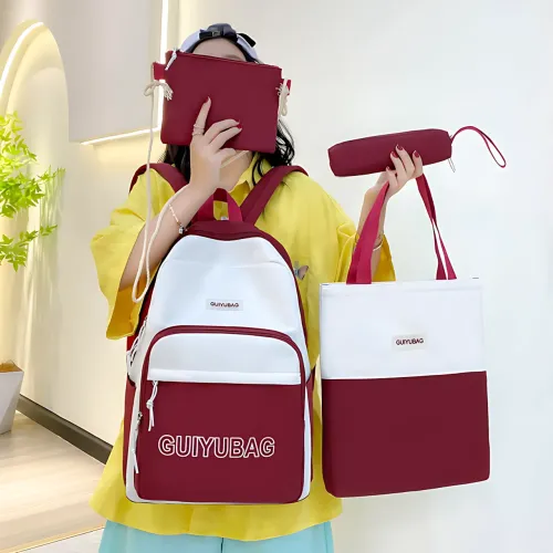 Набор 4 в 1 школьный рюкзак GUIYUBAG MFG-2-613, рюкзак + сумка + клатч + пенал Красный - фото 3