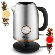 Електричний чайник Domotec MS-7849, неіржавка сталь, 1,7 л, 2200 Вт, з термометром і автовимкненням