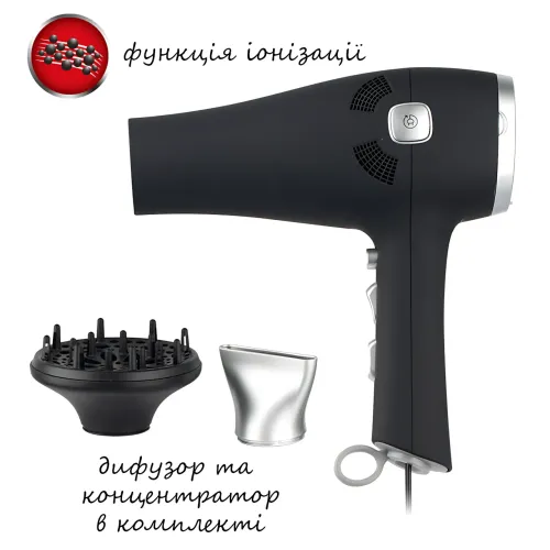 Професійний фен для волосся Domotec R-402B, 2000 W, з іонізацією, 3 режими, 2 швидкості, холодний обдування - фото 6