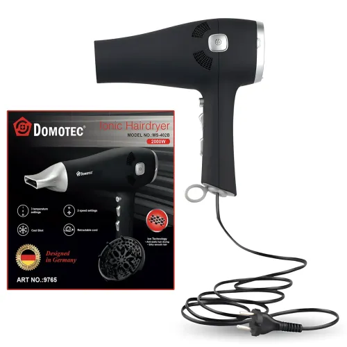 Професійний фен для волосся Domotec R-402B, 2000 W, з іонізацією, 3 режими, 2 швидкості, холодний обдування - фото 9