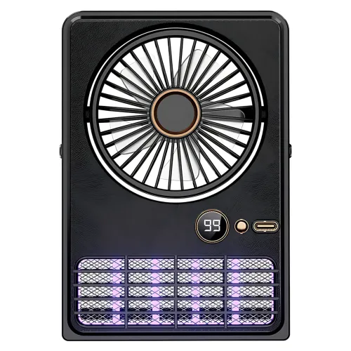 Портативный вентилятор-лампа от комаров Fan AND XL-1414 2-в-1, 6000 мАч, LED-подсветка, 5 скоростей, черный - фото 2