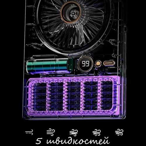 Портативный вентилятор-лампа от комаров Fan AND XL-1414 2-в-1, 6000 мАч, LED-подсветка, 5 скоростей, черный - фото 3