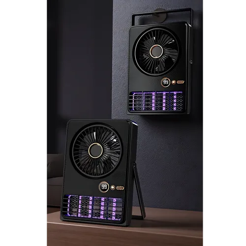 Портативный вентилятор-лампа от комаров Fan AND XL-1414 2-в-1, 6000 мАч, LED-подсветка, 5 скоростей, черный - фото 8