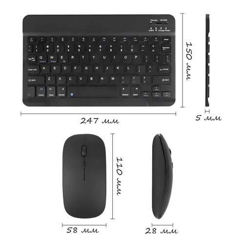 Бездротова клавіатура та миша 9212-BT Bluetooth, акумуляторна клавіатура 79 клавіш + оптична миша - фото 10