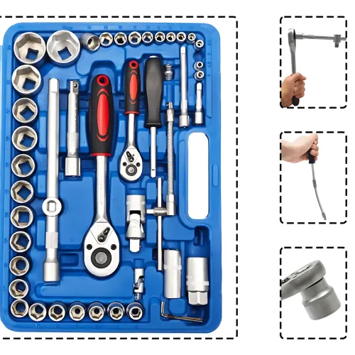 Набор головок ZHONGXIN 94 предмета 1/4″ и 1/2″ DR, Torx, хром-ванадий, трещотки, биты, свечные головки, синий - фото 4