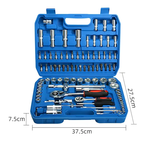Набор головок ZHONGXIN 94 предмета 1/4″ и 1/2″ DR, Torx, хром-ванадий, трещотки, биты, свечные головки, синий - фото 9
