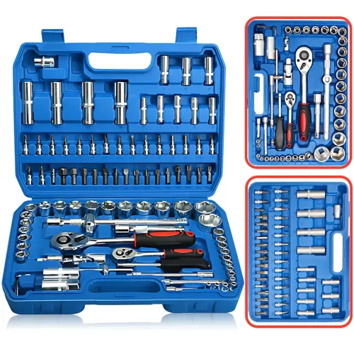 Набор головок ZHONGXIN 94 предмета 1/4″ и 1/2″ DR, Torx, хром-ванадий, трещотки, биты, свечные головки, синий