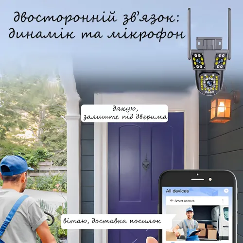 Уличная Wi-Fi IP камера 3-Lens IPC360, 3 объектива, цветное ночное видение, двусторонний звук, IP66, WiFi+RJ45 - фото 3