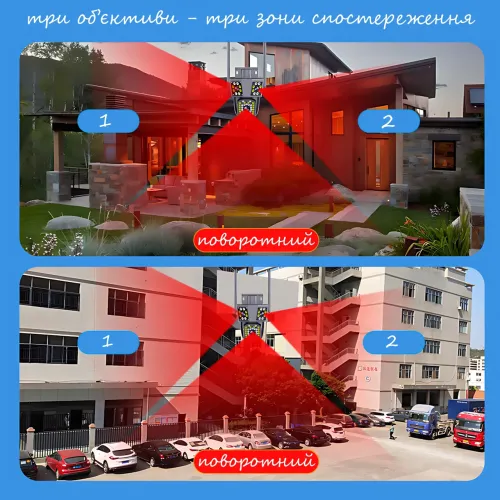 Уличная Wi-Fi IP камера 3-Lens IPC360, 3 объектива, цветное ночное видение, двусторонний звук, IP66, WiFi+RJ45 - фото 4