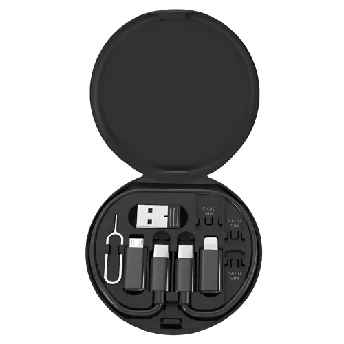 Універсальний набір адаптерів і кабелів 6-в-1: Type-C, Lightning, Micro USB, USB, тримач для телефона - фото 2
