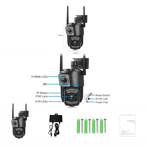 Уличная IP-камера видеонаблюдения SC03 V380pro, 4G SIM, поворотная 360°, датчик движения, дуплекс - фото 8