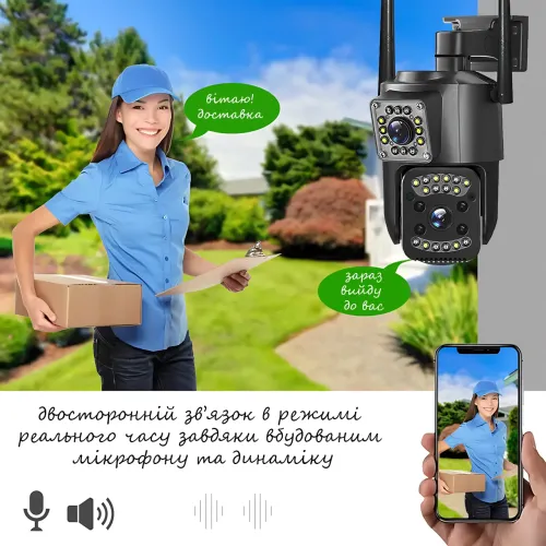 Уличная IP-камера видеонаблюдения SC03 V380pro, 4G SIM, поворотная 360°, датчик движения, дуплекс - фото 4