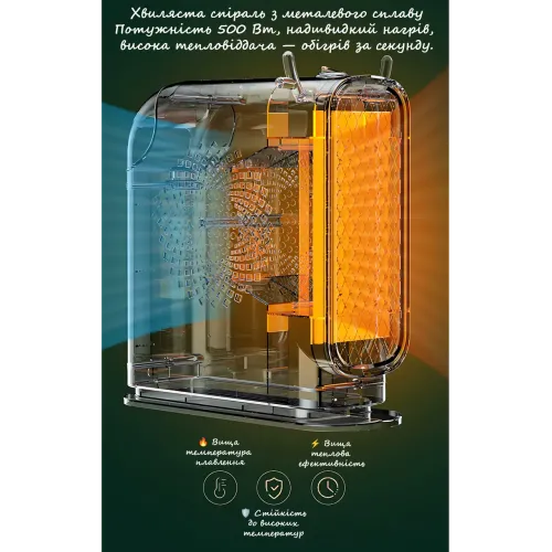 Портативный настольный мини-обогреватель Antler Design 500 Вт, до 20 м², от сети 220V, с защитой от перегрева - фото 8