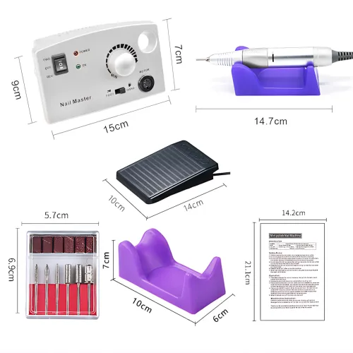 Фрезер для манікюру та педикюру Nail Master ZS-602, 65 Вт, 45 000 об./хв, реверс, педаль, набір фрез, рожевий - фото 10