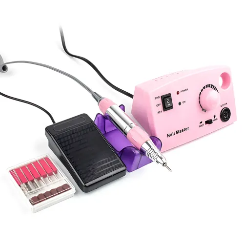 Фрезер для манікюру та педикюру Nail Master ZS-602, 65 Вт, 45 000 об./хв, реверс, педаль, набір фрез, рожевий - фото 8