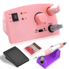 Фрезер для маникюра и педикюра Nail Master ZS-602, 65 Вт, 45 000 об/мин, реверс, педаль, набор фрез, розовый
