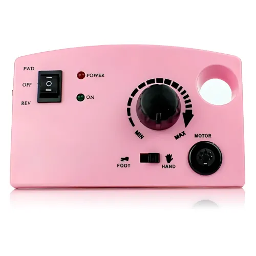 Фрезер для манікюру та педикюру Nail Master ZS-602, 65 Вт, 45 000 об./хв, реверс, педаль, набір фрез, рожевий - фото 2