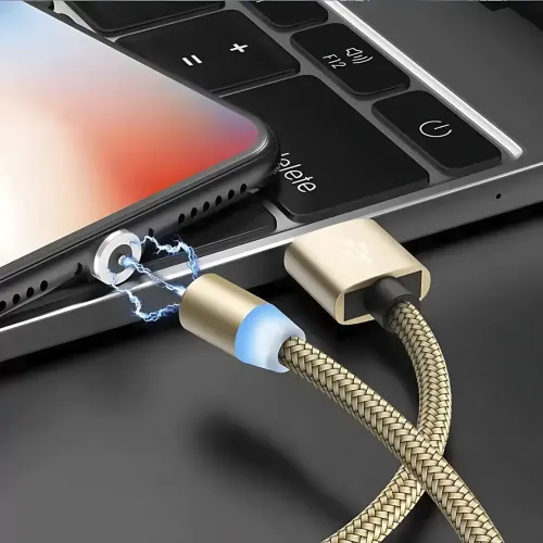 Магнітний кабель 3в1 X-Cable Magnetic М3 Lightning/MicroUSB/Type-C, 1 м, 2A, в обплетенні, золотистий - фото 6