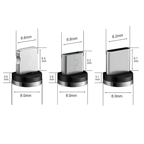 Магнітний кабель 3в1 X-Cable Magnetic М3 Lightning/MicroUSB/Type-C, 1 м, 2A, в обплетенні, золотистий - фото 8