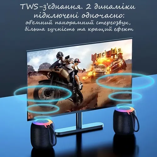 Портативная Bluetooth колонка UKC SH-309, 5 Вт, 800 мА·ч, RGB LED-подсветка, TWS, FM, USB/TF/AUX, Type-C - фото 5