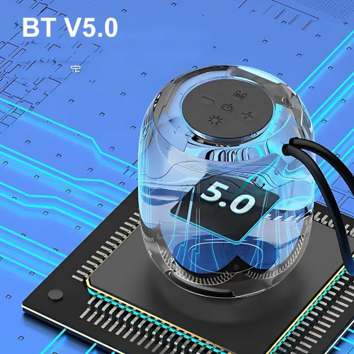 Портативная Bluetooth колонка UKC SH-309, 5 Вт, 800 мА·ч, RGB LED-подсветка, TWS, FM, USB/TF/AUX, Type-C Синий - фото 5