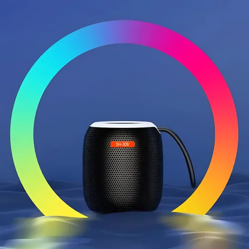 Портативная Bluetooth колонка UKC SH-309, 5 Вт, 800 мА·ч, RGB LED-подсветка, TWS, FM, USB/TF/AUX, Type-C Синий - фото 10