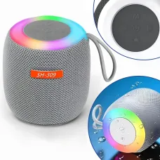 Портативная Bluetooth колонка UKC SH-309, 5 Вт, 800 мА·ч, RGB LED-подсветка, TWS, FM, USB/TF/AUX, Type-C Серебристый
