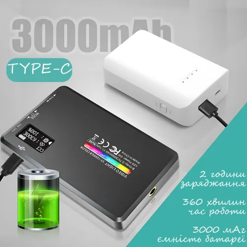 Свет блогера AND 5265 на прищепке, RGB, 20 эффектов, 3000 мАч, Type-C, 120 LED, CRI95+, видеосвет для селфи - фото 4